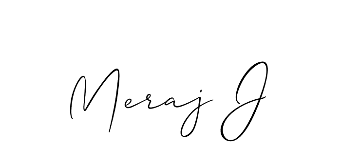 How to make Meraj J name signature. Use Allison_Script style for creating short signs online. This is the latest handwritten sign. Meraj J signature style 2 images and pictures png