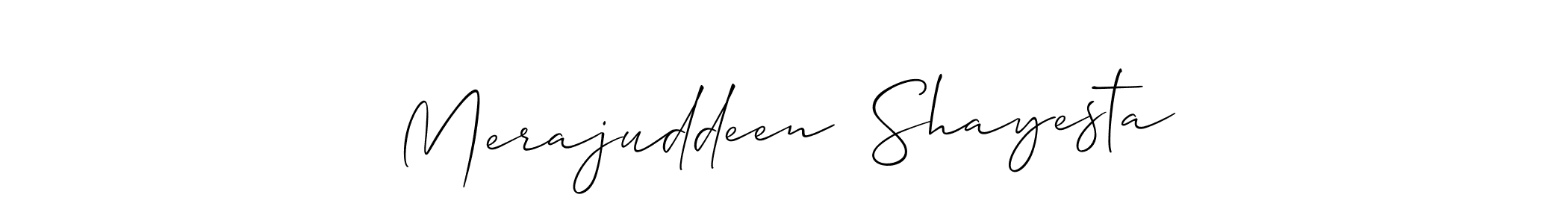 Similarly Allison_Script is the best handwritten signature design. Signature creator online .You can use it as an online autograph creator for name Merajuddeen  Shayesta. Merajuddeen  Shayesta signature style 2 images and pictures png