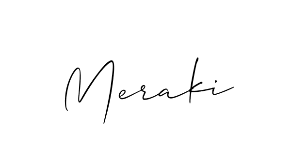 Use a signature maker to create a handwritten signature online. With this signature software, you can design (Allison_Script) your own signature for name Meraki. Meraki signature style 2 images and pictures png