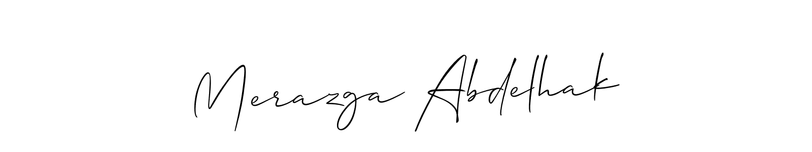 How to make Merazga Abdelhak name signature. Use Allison_Script style for creating short signs online. This is the latest handwritten sign. Merazga Abdelhak signature style 2 images and pictures png