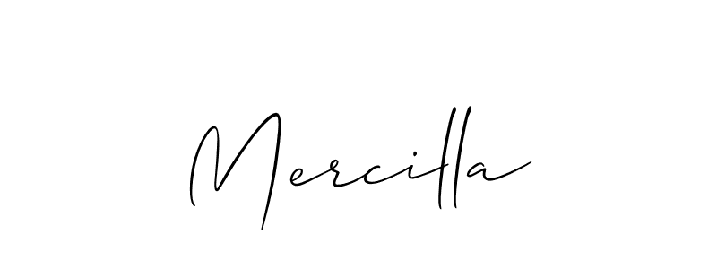 It looks lik you need a new signature style for name Mercilla. Design unique handwritten (Allison_Script) signature with our free signature maker in just a few clicks. Mercilla signature style 2 images and pictures png