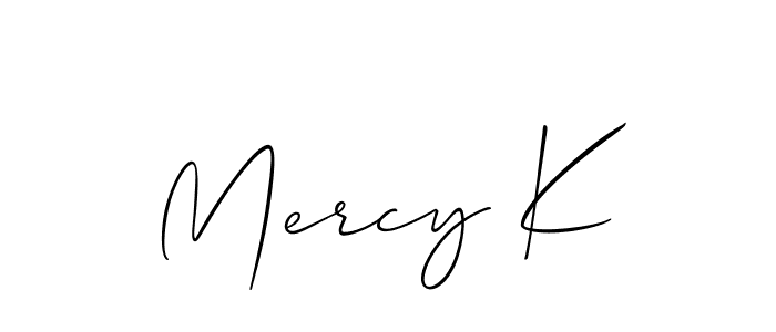 You should practise on your own different ways (Allison_Script) to write your name (Mercy K) in signature. don't let someone else do it for you. Mercy K signature style 2 images and pictures png