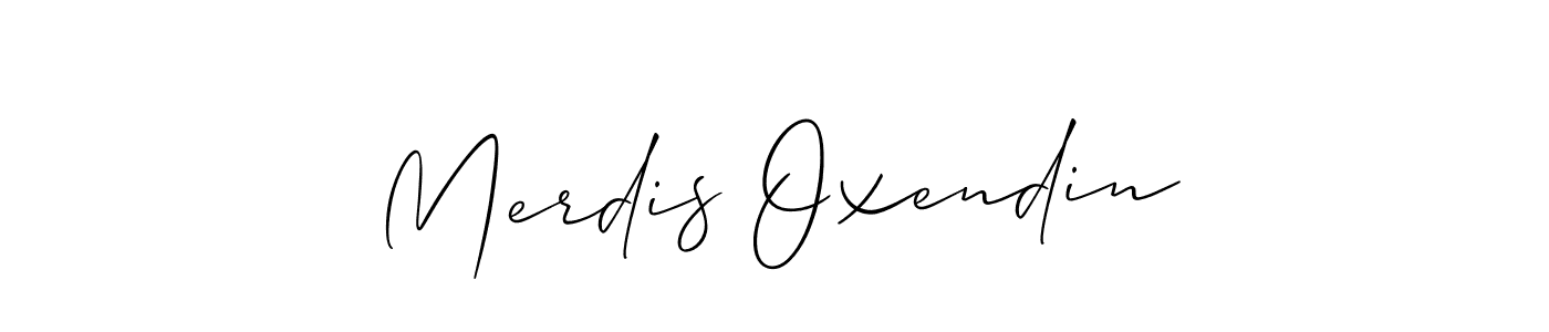 The best way (Allison_Script) to make a short signature is to pick only two or three words in your name. The name Merdis Oxendin include a total of six letters. For converting this name. Merdis Oxendin signature style 2 images and pictures png