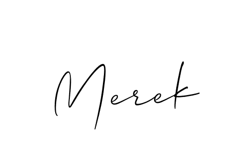The best way (Allison_Script) to make a short signature is to pick only two or three words in your name. The name Merek include a total of six letters. For converting this name. Merek signature style 2 images and pictures png
