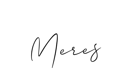 Use a signature maker to create a handwritten signature online. With this signature software, you can design (Allison_Script) your own signature for name Meres. Meres signature style 2 images and pictures png