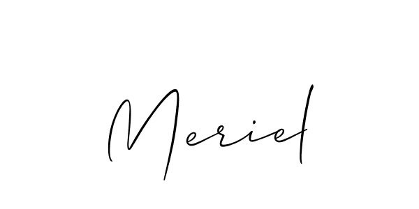 Use a signature maker to create a handwritten signature online. With this signature software, you can design (Allison_Script) your own signature for name Meriel. Meriel signature style 2 images and pictures png