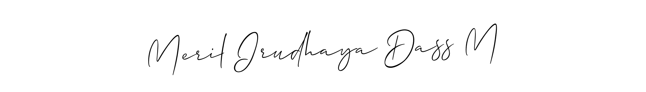 Also we have Meril Irudhaya Dass M name is the best signature style. Create professional handwritten signature collection using Allison_Script autograph style. Meril Irudhaya Dass M signature style 2 images and pictures png