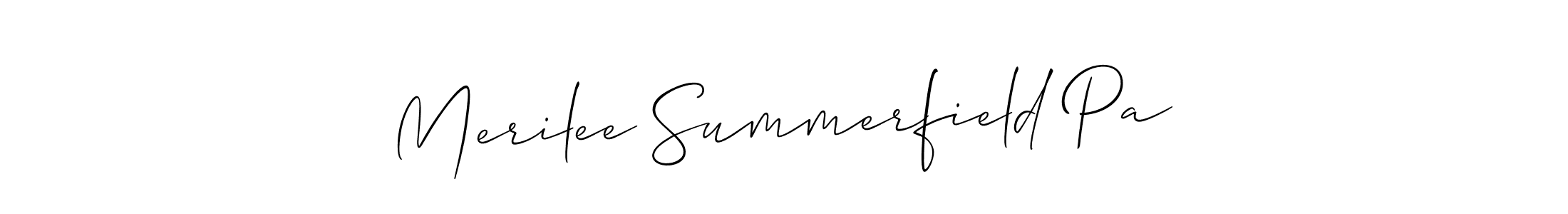 Make a short Merilee Summerfield Pa signature style. Manage your documents anywhere anytime using Allison_Script. Create and add eSignatures, submit forms, share and send files easily. Merilee Summerfield Pa signature style 2 images and pictures png