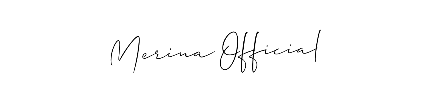 Allison_Script is a professional signature style that is perfect for those who want to add a touch of class to their signature. It is also a great choice for those who want to make their signature more unique. Get Merina Official name to fancy signature for free. Merina Official signature style 2 images and pictures png