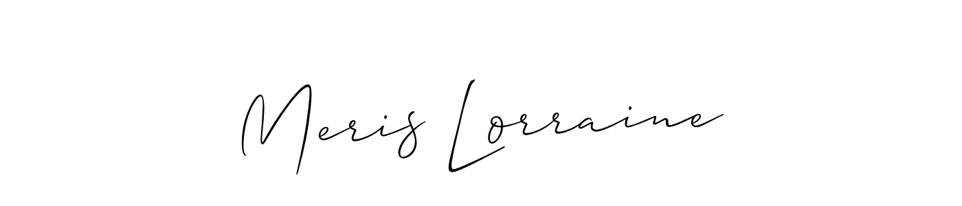 if you are searching for the best signature style for your name Meris Lorraine. so please give up your signature search. here we have designed multiple signature styles  using Allison_Script. Meris Lorraine signature style 2 images and pictures png