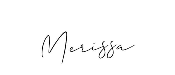 Design your own signature with our free online signature maker. With this signature software, you can create a handwritten (Allison_Script) signature for name Merissa. Merissa signature style 2 images and pictures png