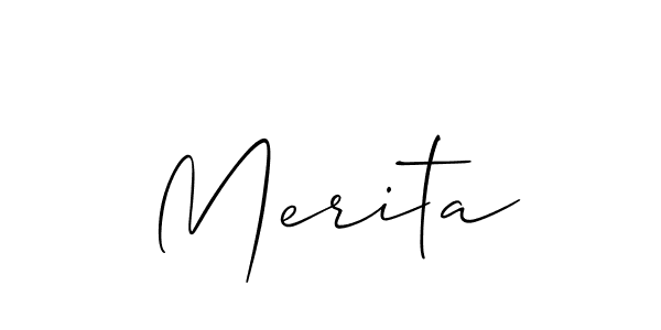 How to make Merita name signature. Use Allison_Script style for creating short signs online. This is the latest handwritten sign. Merita signature style 2 images and pictures png