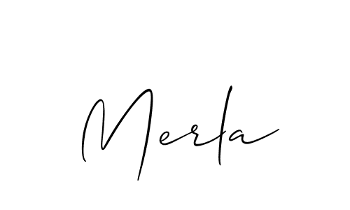 The best way (Allison_Script) to make a short signature is to pick only two or three words in your name. The name Merla include a total of six letters. For converting this name. Merla signature style 2 images and pictures png