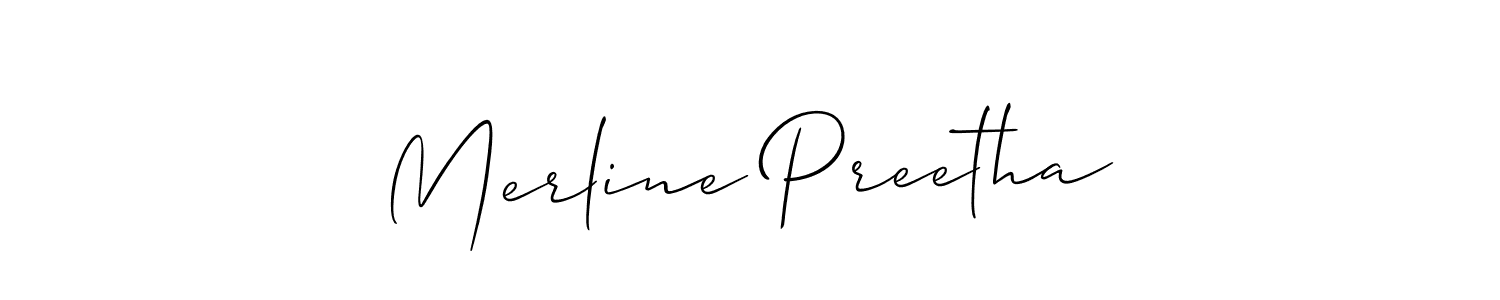 You can use this online signature creator to create a handwritten signature for the name Merline Preetha. This is the best online autograph maker. Merline Preetha signature style 2 images and pictures png