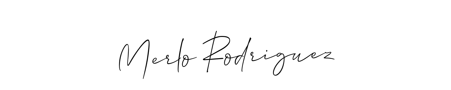 Use a signature maker to create a handwritten signature online. With this signature software, you can design (Allison_Script) your own signature for name Merlo Rodriguez. Merlo Rodriguez signature style 2 images and pictures png