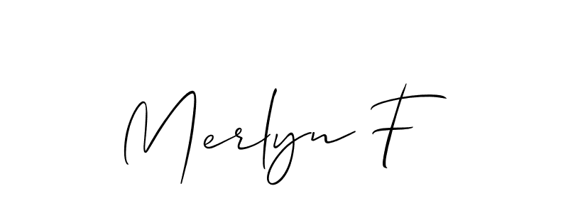 Also You can easily find your signature by using the search form. We will create Merlyn F name handwritten signature images for you free of cost using Allison_Script sign style. Merlyn F signature style 2 images and pictures png