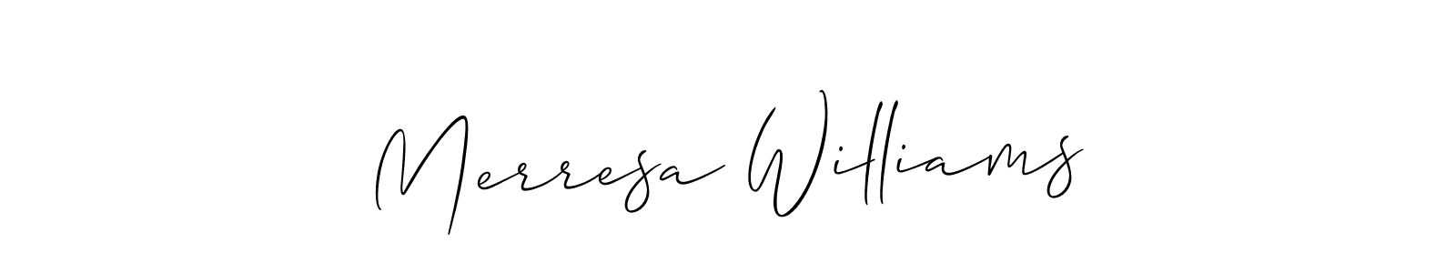 How to Draw Merresa Williams signature style? Allison_Script is a latest design signature styles for name Merresa Williams. Merresa Williams signature style 2 images and pictures png