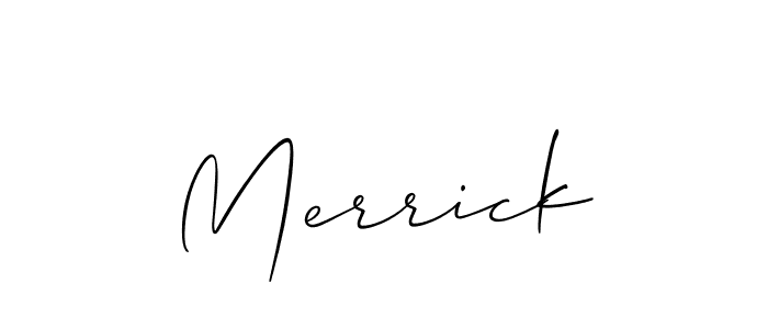 Use a signature maker to create a handwritten signature online. With this signature software, you can design (Allison_Script) your own signature for name Merrick. Merrick signature style 2 images and pictures png