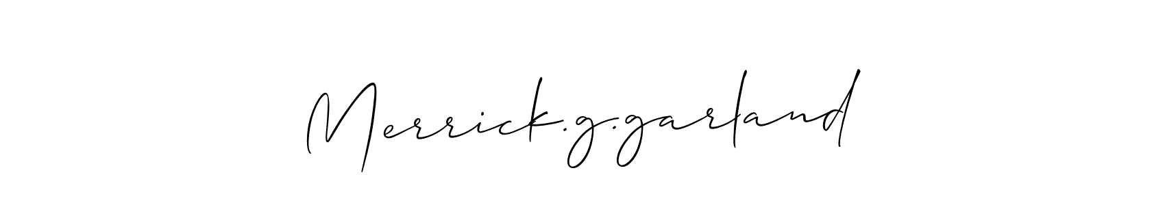 Make a short Merrick.g.garland signature style. Manage your documents anywhere anytime using Allison_Script. Create and add eSignatures, submit forms, share and send files easily. Merrick.g.garland signature style 2 images and pictures png