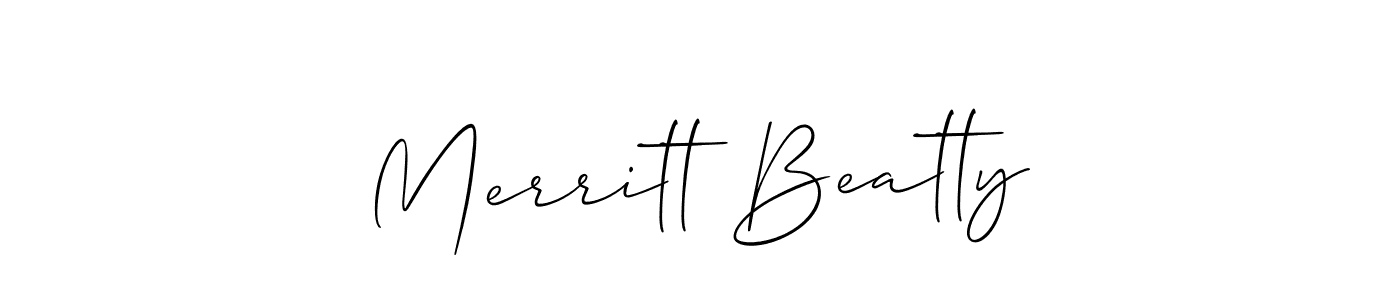 How to make Merritt Beatty name signature. Use Allison_Script style for creating short signs online. This is the latest handwritten sign. Merritt Beatty signature style 2 images and pictures png