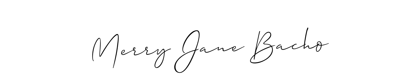 Also You can easily find your signature by using the search form. We will create Merry Jane Bacho name handwritten signature images for you free of cost using Allison_Script sign style. Merry Jane Bacho signature style 2 images and pictures png