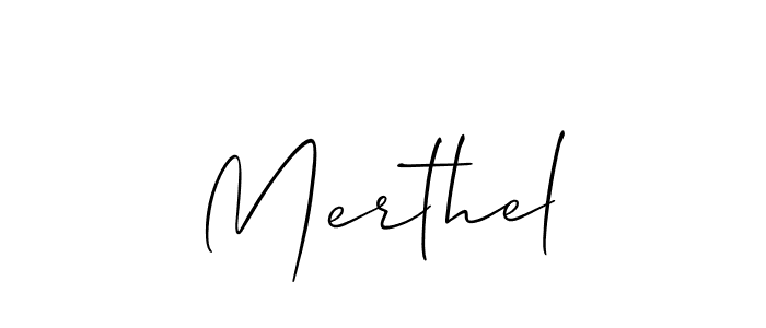 Merthel stylish signature style. Best Handwritten Sign (Allison_Script) for my name. Handwritten Signature Collection Ideas for my name Merthel. Merthel signature style 2 images and pictures png