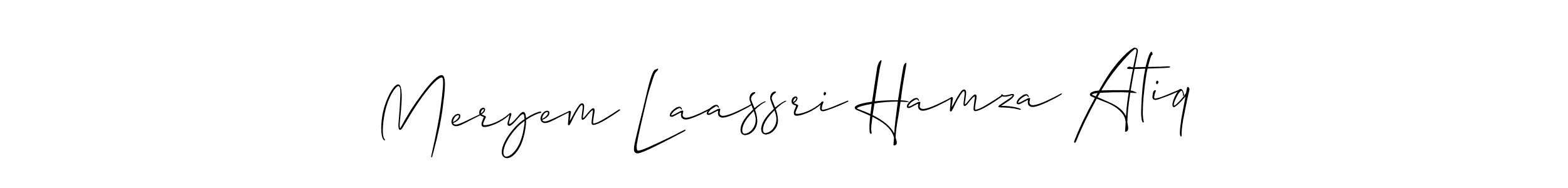 Meryem Laassri Hamza Atiq stylish signature style. Best Handwritten Sign (Allison_Script) for my name. Handwritten Signature Collection Ideas for my name Meryem Laassri Hamza Atiq. Meryem Laassri Hamza Atiq signature style 2 images and pictures png