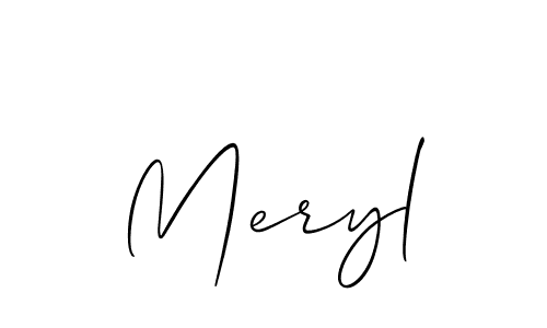 Use a signature maker to create a handwritten signature online. With this signature software, you can design (Allison_Script) your own signature for name Meryl. Meryl signature style 2 images and pictures png