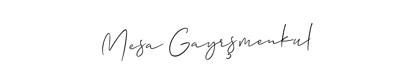 Similarly Allison_Script is the best handwritten signature design. Signature creator online .You can use it as an online autograph creator for name Mesa Gayrşmenkul. Mesa Gayrşmenkul signature style 2 images and pictures png