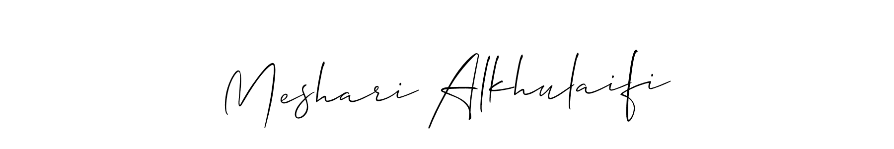 Use a signature maker to create a handwritten signature online. With this signature software, you can design (Allison_Script) your own signature for name Meshari Alkhulaifi. Meshari Alkhulaifi signature style 2 images and pictures png