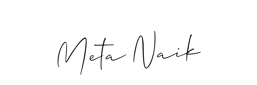 The best way (Allison_Script) to make a short signature is to pick only two or three words in your name. The name Meta Naik include a total of six letters. For converting this name. Meta Naik signature style 2 images and pictures png