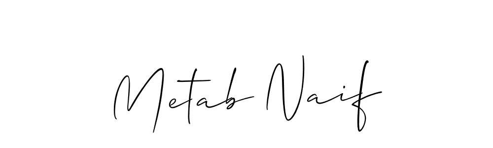 if you are searching for the best signature style for your name Metab Naif. so please give up your signature search. here we have designed multiple signature styles  using Allison_Script. Metab Naif signature style 2 images and pictures png