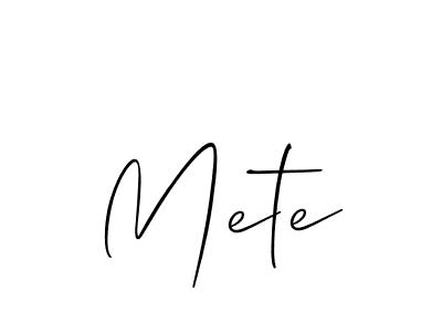 Make a beautiful signature design for name Mete. With this signature (Allison_Script) style, you can create a handwritten signature for free. Mete signature style 2 images and pictures png