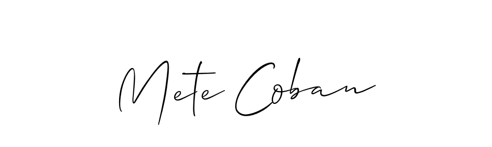 Create a beautiful signature design for name Mete Coban. With this signature (Allison_Script) fonts, you can make a handwritten signature for free. Mete Coban signature style 2 images and pictures png