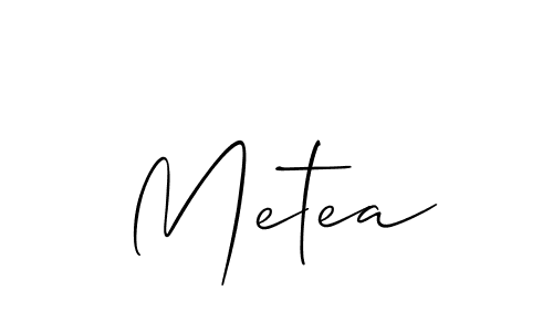 It looks lik you need a new signature style for name Metea. Design unique handwritten (Allison_Script) signature with our free signature maker in just a few clicks. Metea signature style 2 images and pictures png