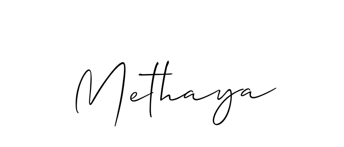 How to make Methaya signature? Allison_Script is a professional autograph style. Create handwritten signature for Methaya name. Methaya signature style 2 images and pictures png