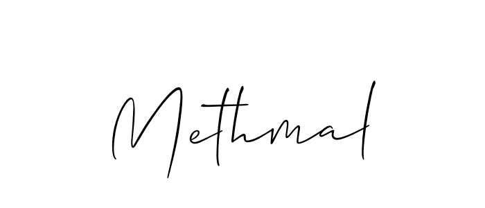 Use a signature maker to create a handwritten signature online. With this signature software, you can design (Allison_Script) your own signature for name Methmal. Methmal signature style 2 images and pictures png