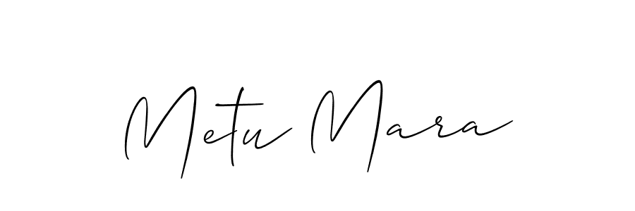 The best way (Allison_Script) to make a short signature is to pick only two or three words in your name. The name Metu Mara include a total of six letters. For converting this name. Metu Mara signature style 2 images and pictures png