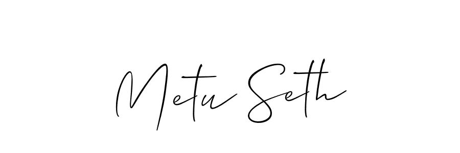 How to make Metu Seth name signature. Use Allison_Script style for creating short signs online. This is the latest handwritten sign. Metu Seth signature style 2 images and pictures png