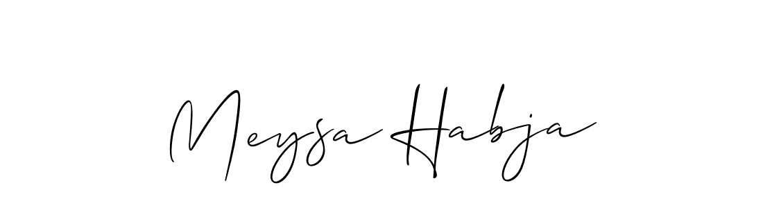 The best way (Allison_Script) to make a short signature is to pick only two or three words in your name. The name Meysa Habja include a total of six letters. For converting this name. Meysa Habja signature style 2 images and pictures png