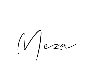 Use a signature maker to create a handwritten signature online. With this signature software, you can design (Allison_Script) your own signature for name Meza. Meza signature style 2 images and pictures png