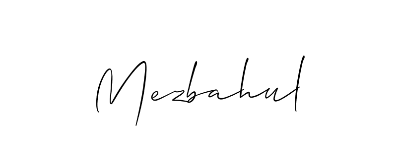 The best way (Allison_Script) to make a short signature is to pick only two or three words in your name. The name Mezbahul include a total of six letters. For converting this name. Mezbahul signature style 2 images and pictures png