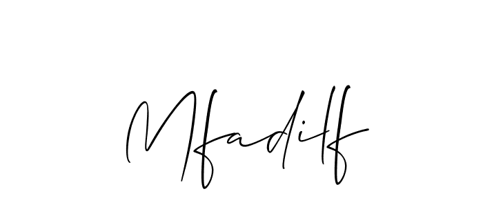 How to make Mfadilf name signature. Use Allison_Script style for creating short signs online. This is the latest handwritten sign. Mfadilf signature style 2 images and pictures png
