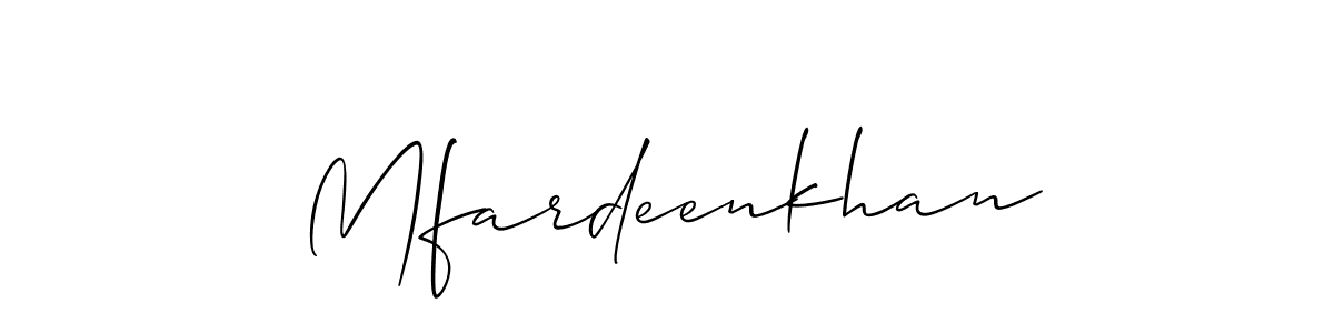 Also we have Mfardeenkhan name is the best signature style. Create professional handwritten signature collection using Allison_Script autograph style. Mfardeenkhan signature style 2 images and pictures png