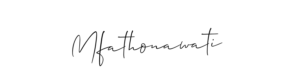 Use a signature maker to create a handwritten signature online. With this signature software, you can design (Allison_Script) your own signature for name Mfathonawati. Mfathonawati signature style 2 images and pictures png