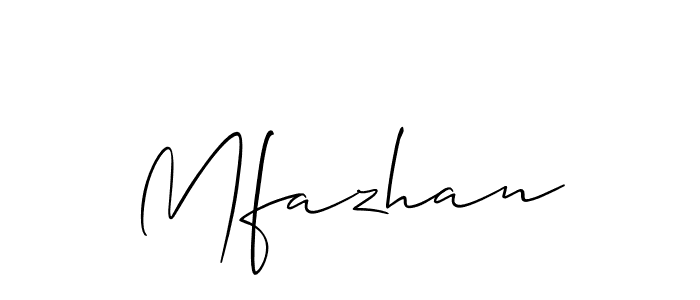 The best way (Allison_Script) to make a short signature is to pick only two or three words in your name. The name Mfazhan include a total of six letters. For converting this name. Mfazhan signature style 2 images and pictures png
