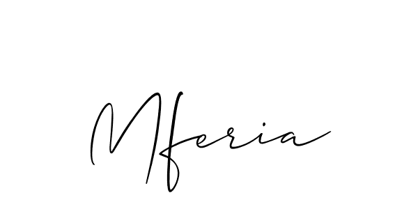 Use a signature maker to create a handwritten signature online. With this signature software, you can design (Allison_Script) your own signature for name Mferia. Mferia signature style 2 images and pictures png