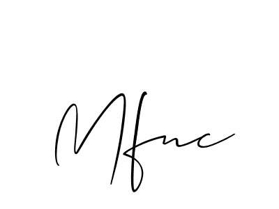 Make a beautiful signature design for name Mfnc. With this signature (Allison_Script) style, you can create a handwritten signature for free. Mfnc signature style 2 images and pictures png