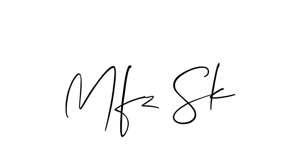 Allison_Script is a professional signature style that is perfect for those who want to add a touch of class to their signature. It is also a great choice for those who want to make their signature more unique. Get Mfz Sk name to fancy signature for free. Mfz Sk signature style 2 images and pictures png