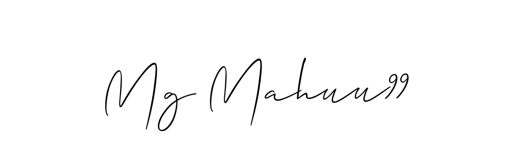 Make a beautiful signature design for name Mg Mahuu99. With this signature (Allison_Script) style, you can create a handwritten signature for free. Mg Mahuu99 signature style 2 images and pictures png